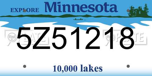 5Z51218 Minnesota License Plate