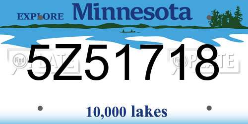 5Z51718 Minnesota License Plate