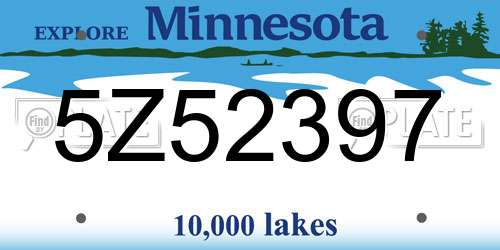 5Z52397 Minnesota License Plate