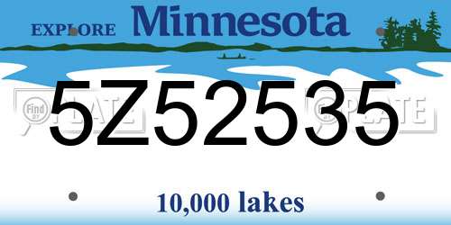 5Z52535 Minnesota License Plate