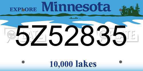 5Z52835 Minnesota License Plate
