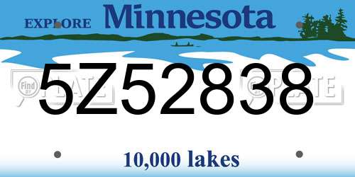 5Z52838 Minnesota License Plate