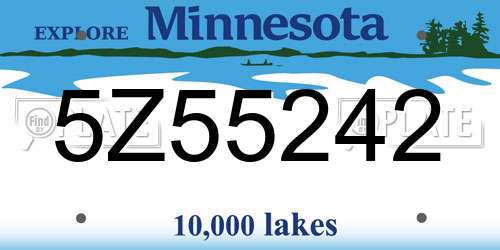 5Z55242 Minnesota License Plate