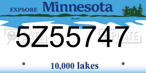 5Z55747 Minnesota License Plate