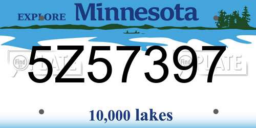 5Z57397 Minnesota License Plate