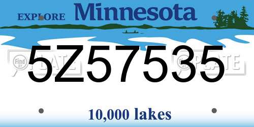 5Z57535 Minnesota License Plate