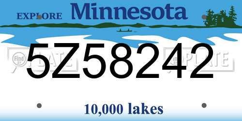 5Z58242 Minnesota License Plate