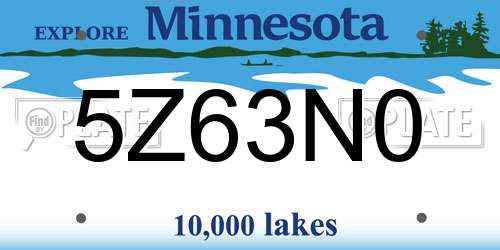 5Z63N0 Minnesota License Plate