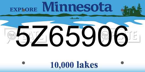 5Z65906 Minnesota License Plate