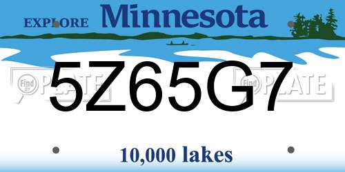 5Z65G7 Minnesota License Plate