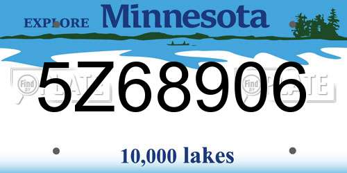 5Z68906 Minnesota License Plate