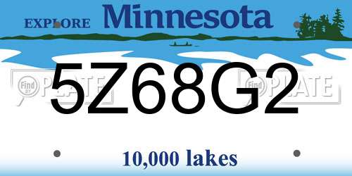 5Z68G2 Minnesota License Plate