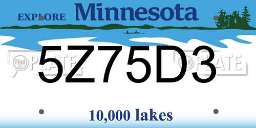 5Z75D3 Minnesota License Plate
