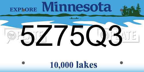 5Z75Q3 Minnesota License Plate