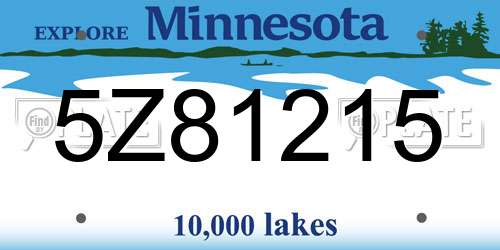 5Z81215 Minnesota License Plate