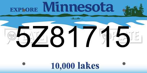 5Z81715 Minnesota License Plate