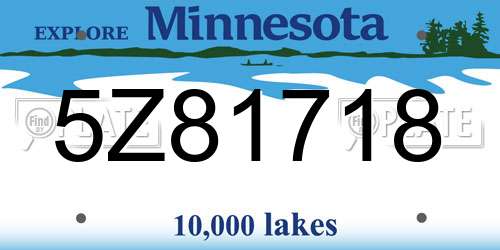 5Z81718 Minnesota License Plate