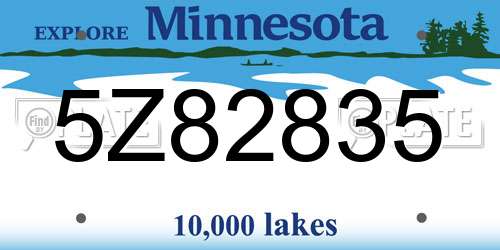 5Z82835 Minnesota License Plate