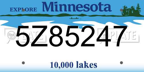 5Z85247 Minnesota License Plate