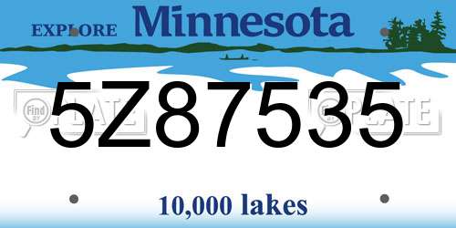 5Z87535 Minnesota License Plate