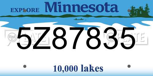 5Z87835 Minnesota License Plate