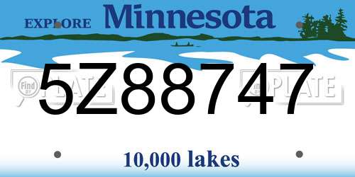 5Z88747 Minnesota License Plate