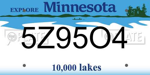 5Z95O4 Minnesota License Plate