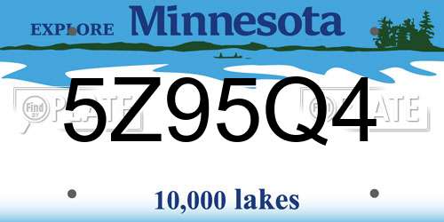 5Z95Q4 Minnesota License Plate