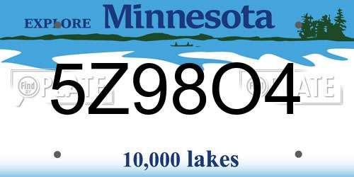 5Z98O4 Minnesota License Plate