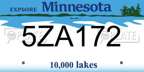 5ZA172 Minnesota License Plate