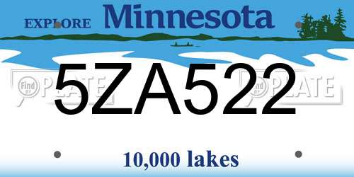 5ZA522 Minnesota License Plate