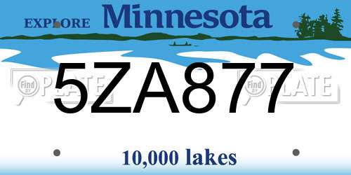 5ZA877 Minnesota License Plate