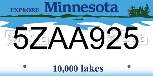 5ZAA925 Minnesota License Plate