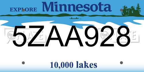 5ZAA928 Minnesota License Plate