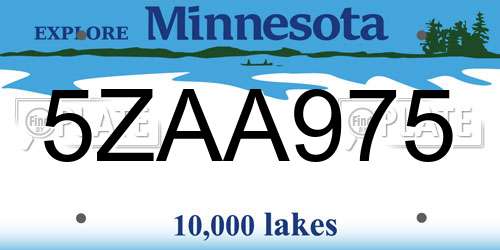 5ZAA975 Minnesota License Plate