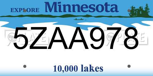 5ZAA978 Minnesota License Plate