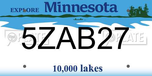 5ZAB27 Minnesota License Plate