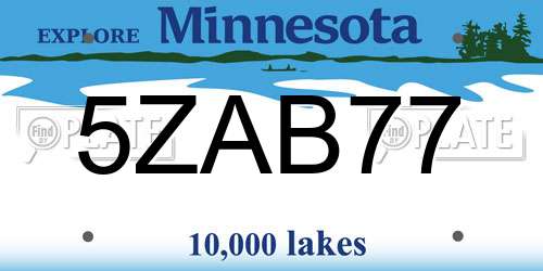 5ZAB77 Minnesota License Plate