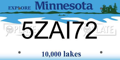 5ZAI72 Minnesota License Plate