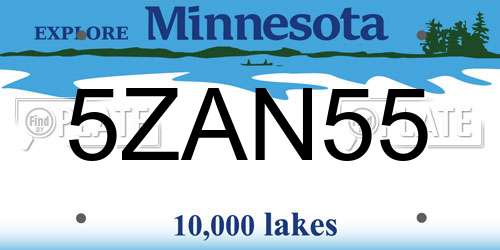 5ZAN55 Minnesota License Plate