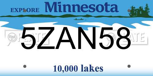 5ZAN58 Minnesota License Plate