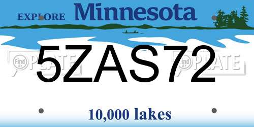 5ZAS72 Minnesota License Plate