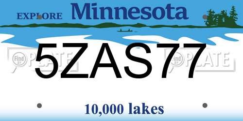 5ZAS77 Minnesota License Plate