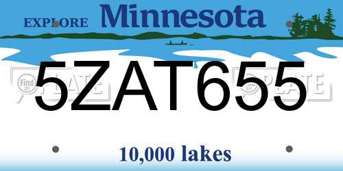 5ZAT655 Minnesota License Plate
