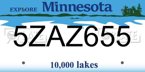 5ZAZ655 Minnesota License Plate