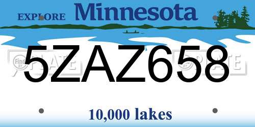 5ZAZ658 Minnesota License Plate