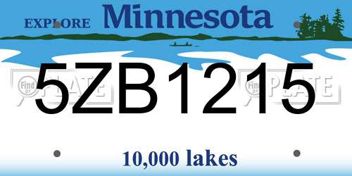5ZB1215 Minnesota License Plate