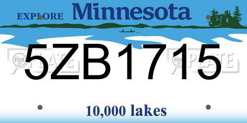5ZB1715 Minnesota License Plate