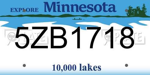 5ZB1718 Minnesota License Plate