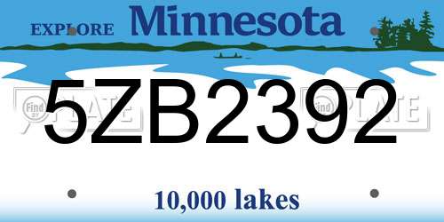 5ZB2392 Minnesota License Plate